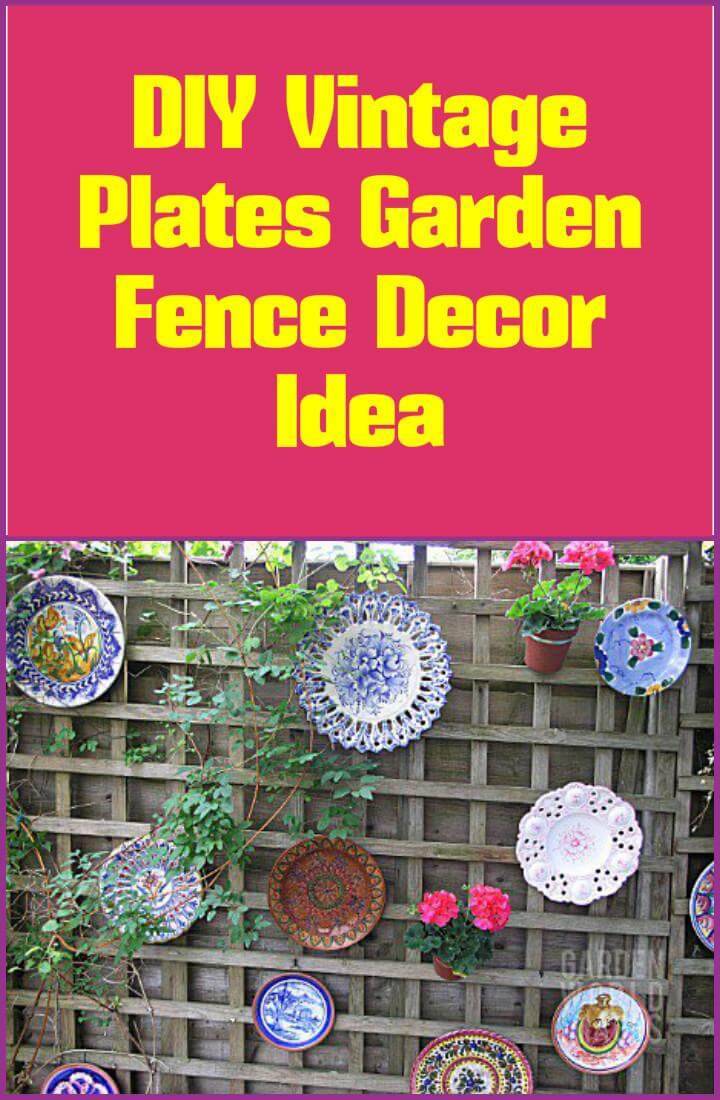 repurposed vintage plates fence decoration